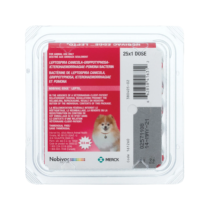 Nobivac® Edge Lepto 4,"Red vaccine blister pack with foil tray"