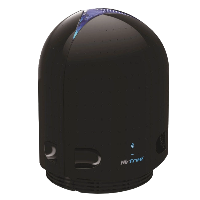 Airfree® Air Purifier,"Black dome-shaped air purifier with blue top accent"