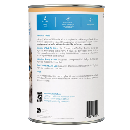 KMR®,"Back of can with feeding directions and QR code"
