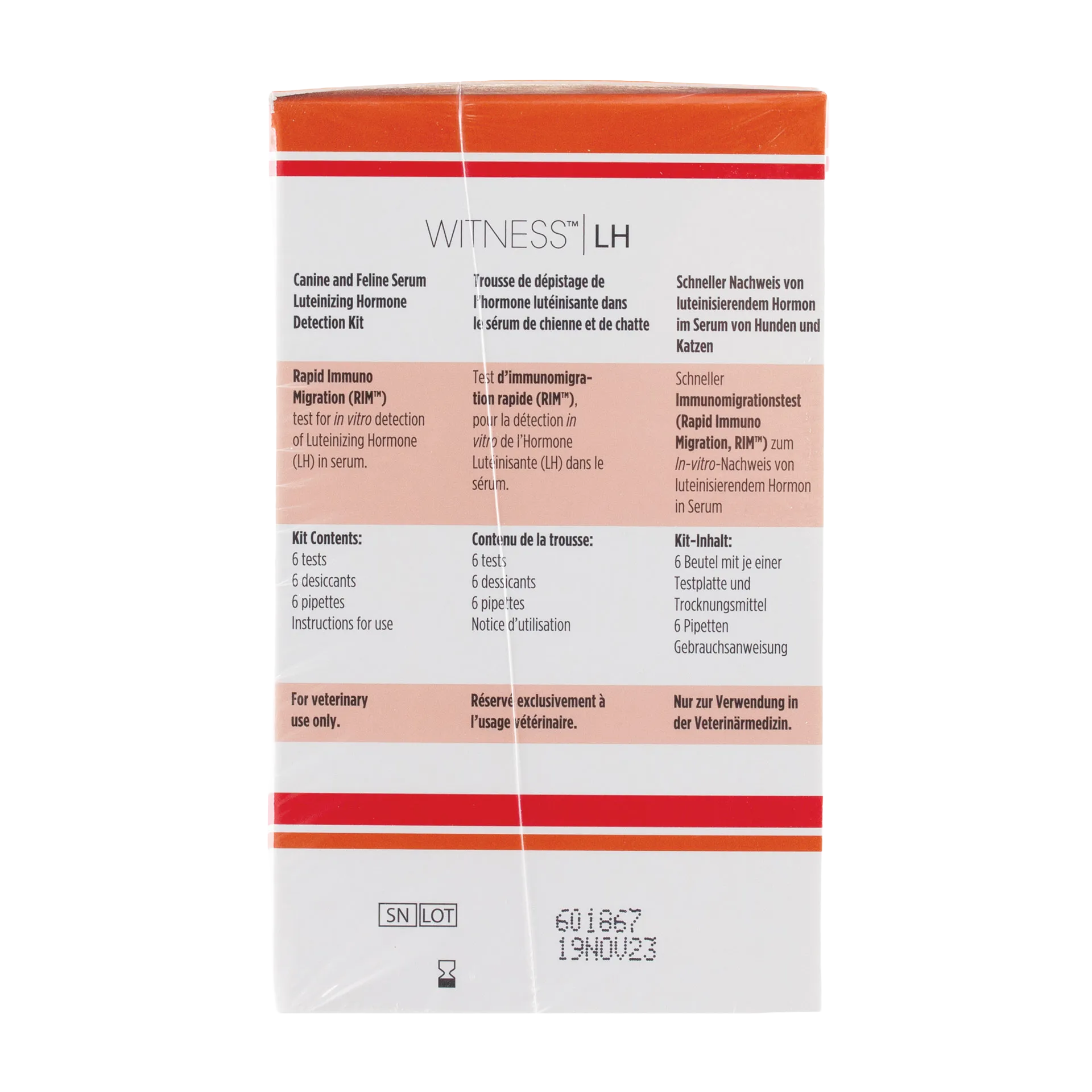 WITNESS™ LH Test Kit,"Box side panel with orange and red stripes"