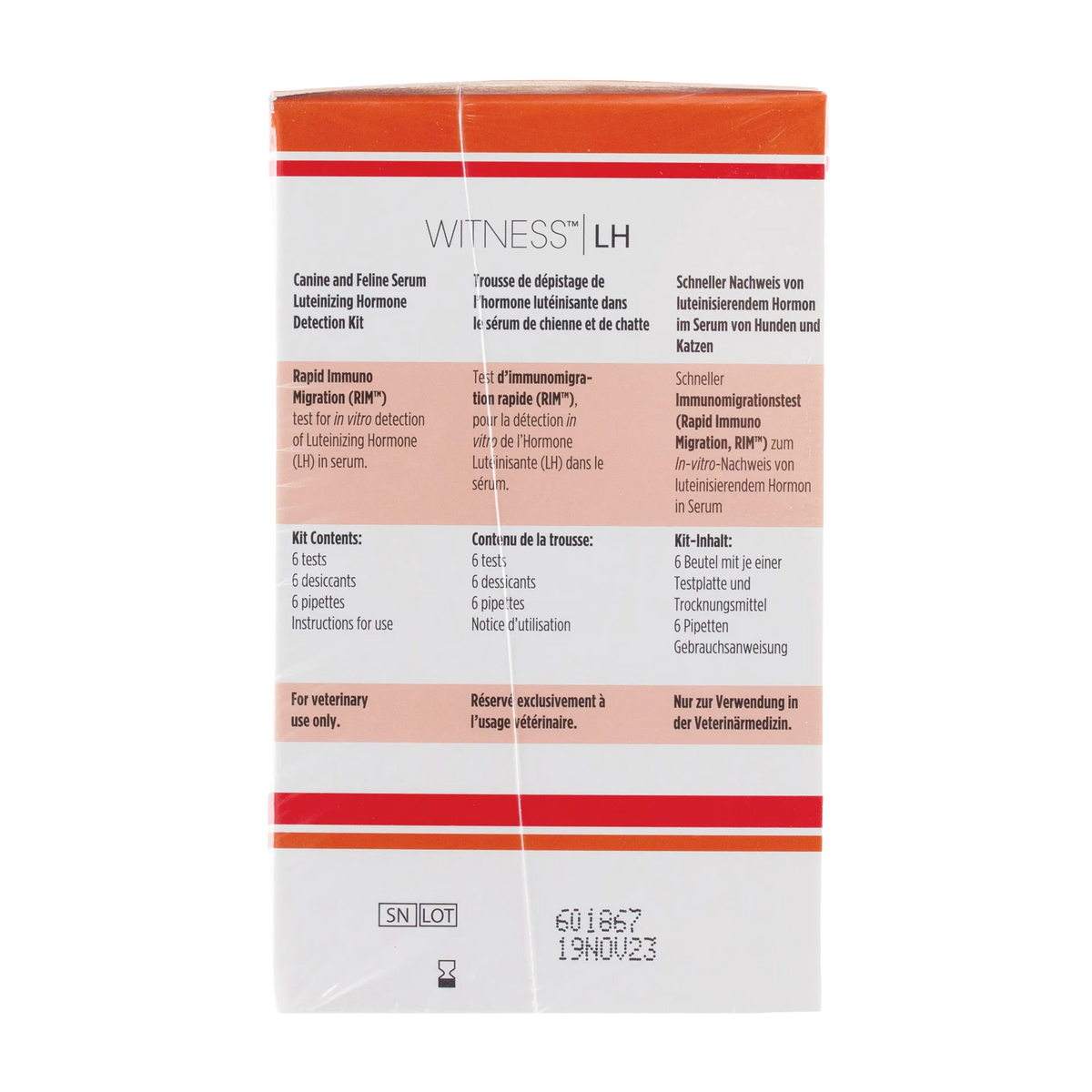 WITNESS™ LH Test Kit,"Box side panel with orange and red stripes"