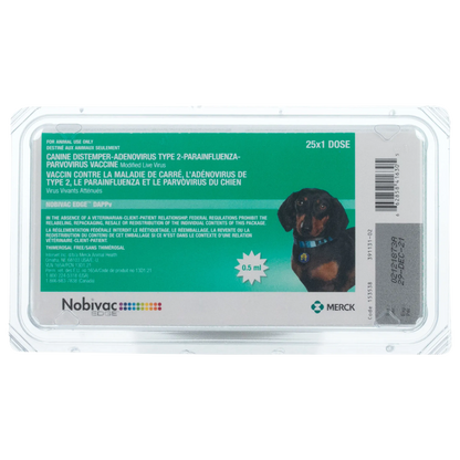 Nobivac® Edge DAPPV,"Vaccine package front with green label and dog image"