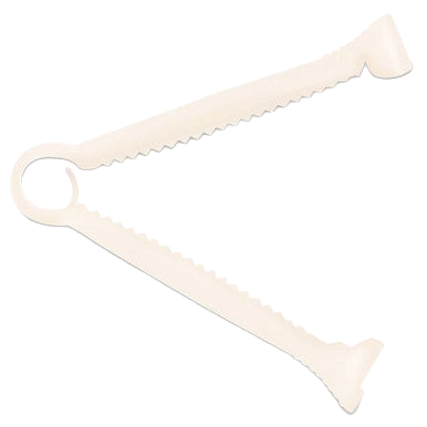 Umbilical Cord Clamp,"Open plastic cord clamp with serrated arms"