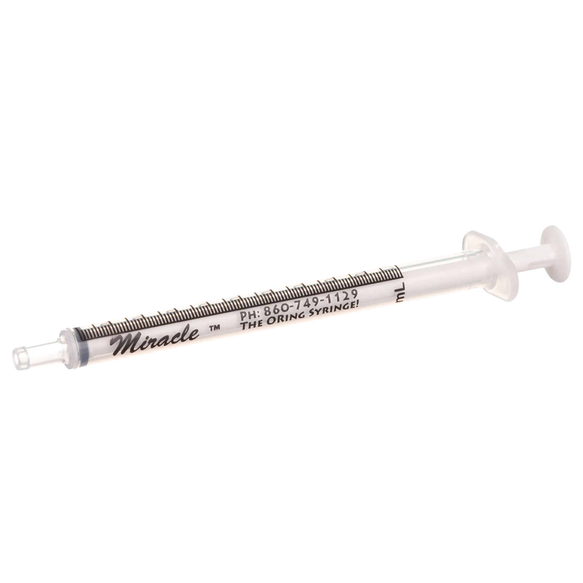 Miracle Nipple O-ring Syringe,"Clear syringe with black measurement markings and plunger"