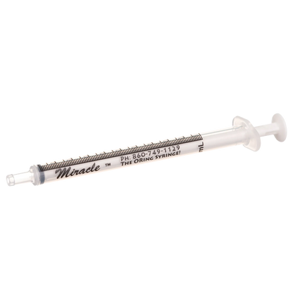 Miracle Nipple O-ring Syringe,"Clear syringe with black measurement markings and plunger"