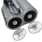 Duo-Surge Max Power & Airflow Dryer by Waggz,"Gray dual-nozzle dryer underside with two round vent covers"