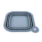 Replacement Collapsible Dog Bowls,"Blue collapsible square pet bowl with paw-shaped tab"