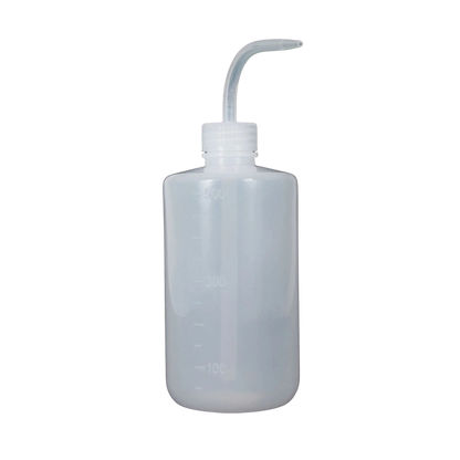 500ml Wash Bottle,"Clear wash bottle with angled dispensing nozzle"