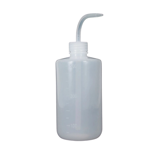 500ml Wash Bottle,"Clear wash bottle with angled dispensing nozzle"