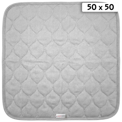 Puppywarmer Whelping Box Pad,"Gray quilted square pad with rounded corners shown flat"
