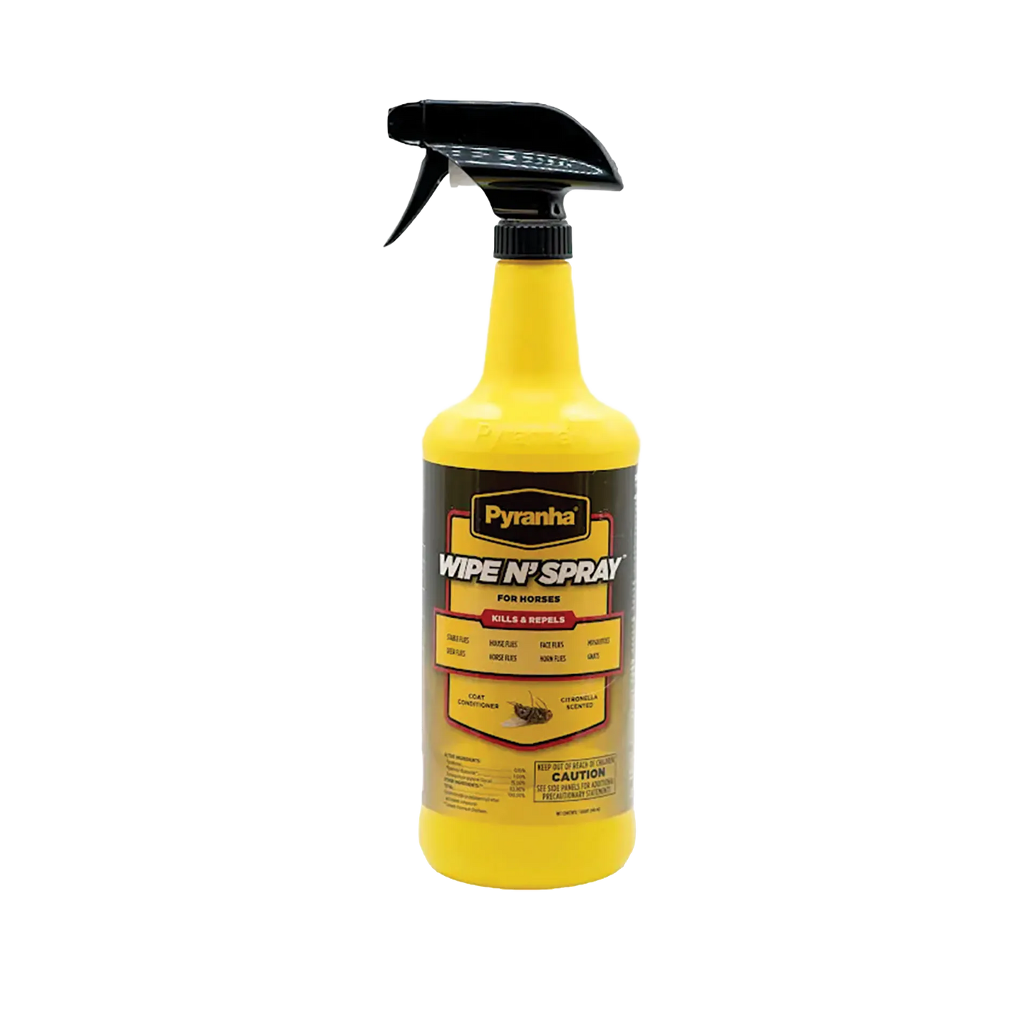 Pyranha® Wipe N Spray Oil Base Equine Fly Spray,"Yellow spray bottle with black trigger sprayer"