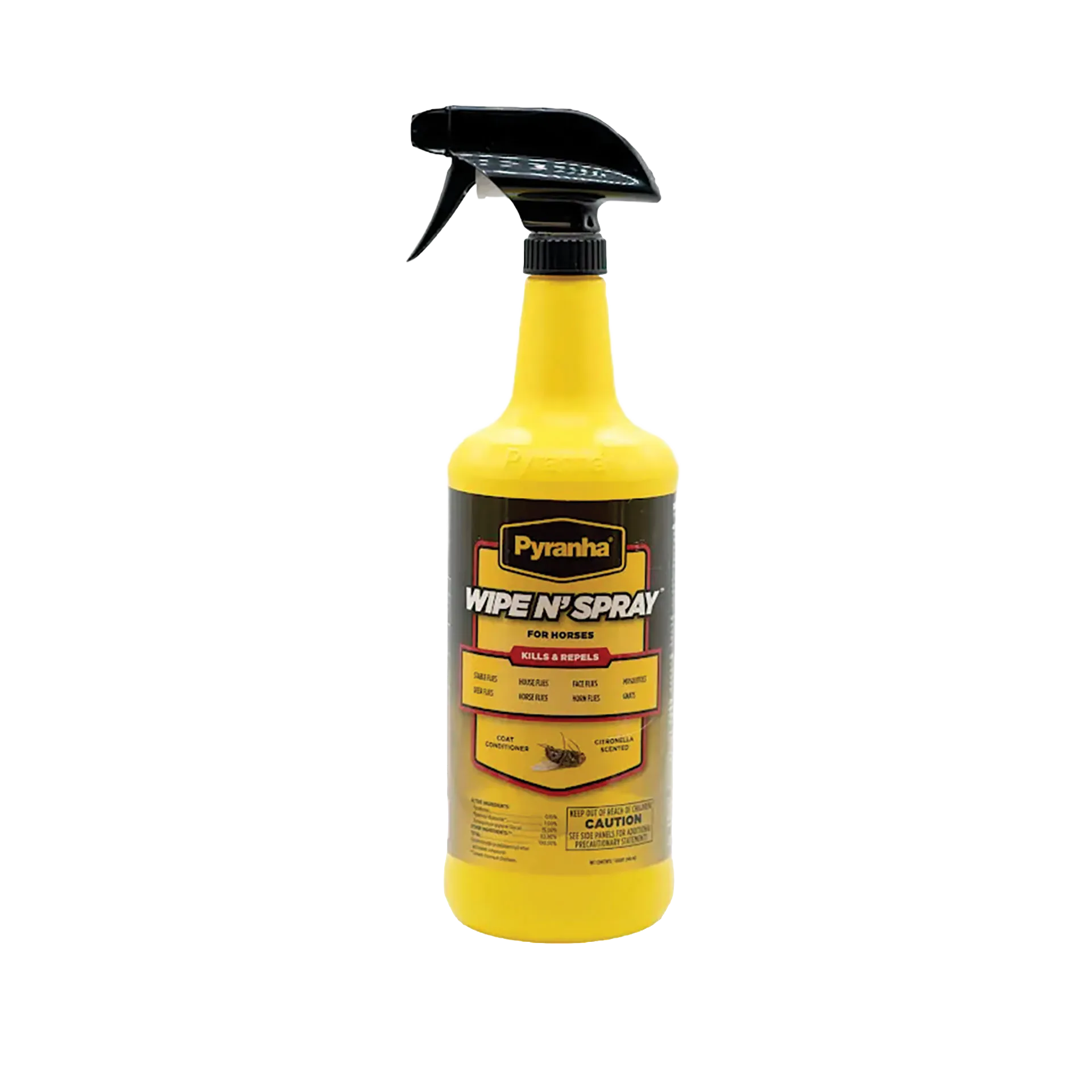 Pyranha® Wipe N Spray Oil Base Equine Fly Spray,"Yellow spray bottle with black trigger sprayer"