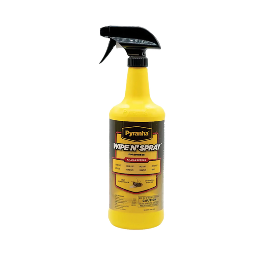 Pyranha® Wipe N Spray Oil Base Equine Fly Spray,"Yellow spray bottle with black trigger sprayer"