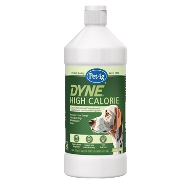Dyne® Supplement for Dogs and Puppies,"White bottle with green label and dog illustration"