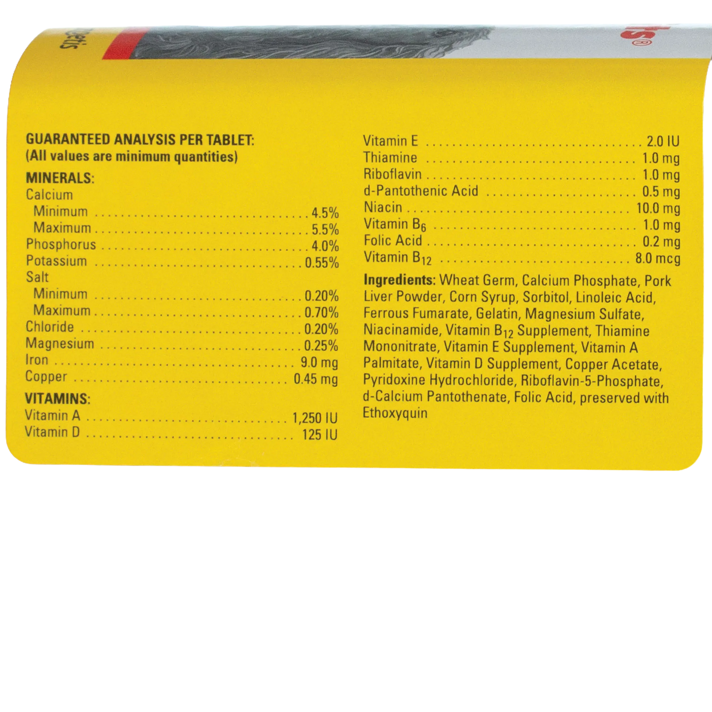Vi-Sorbits®,"Yellow bottle label side with supplement facts panel"