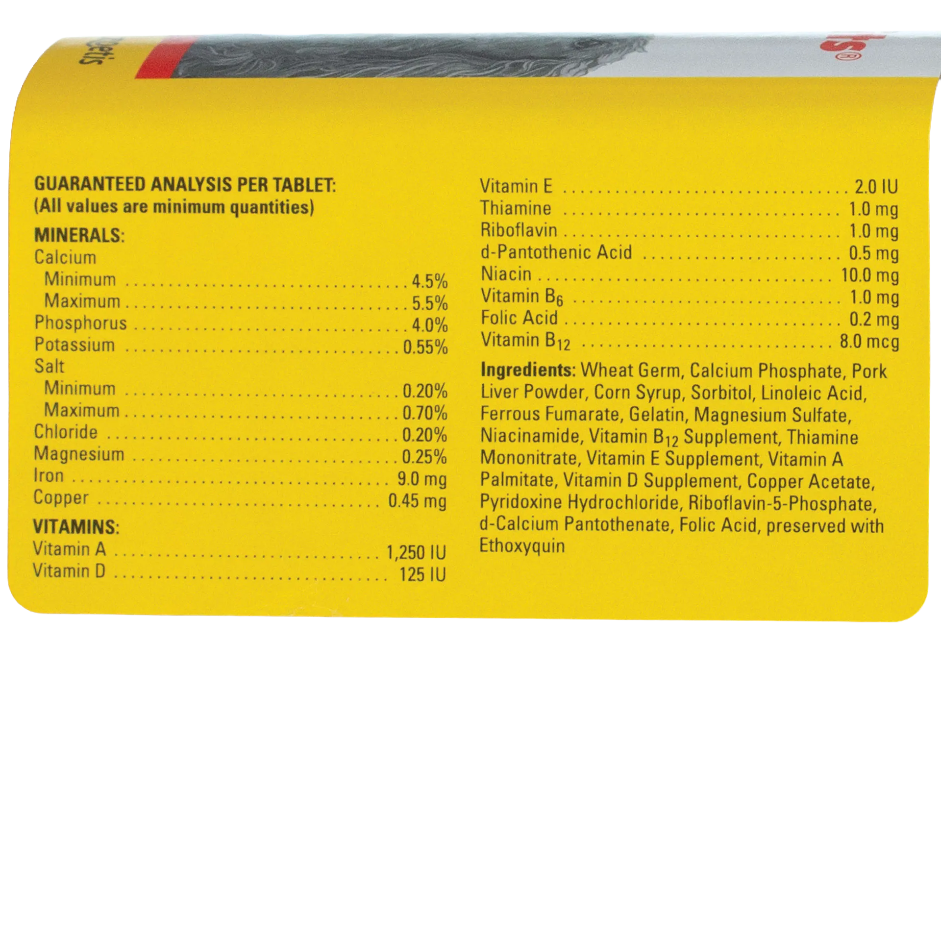 Vi-Sorbits®,"Yellow bottle label side with supplement facts panel"