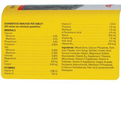 Vi-Sorbits®,"Yellow bottle label side with supplement facts panel"