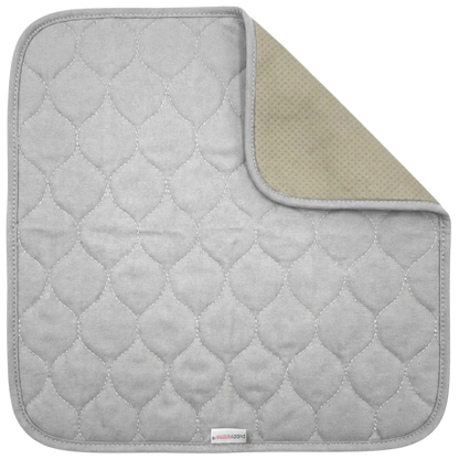Puppywarmer Whelping Box Pad,"Gray quilted pad with corner folded to show textured backing"