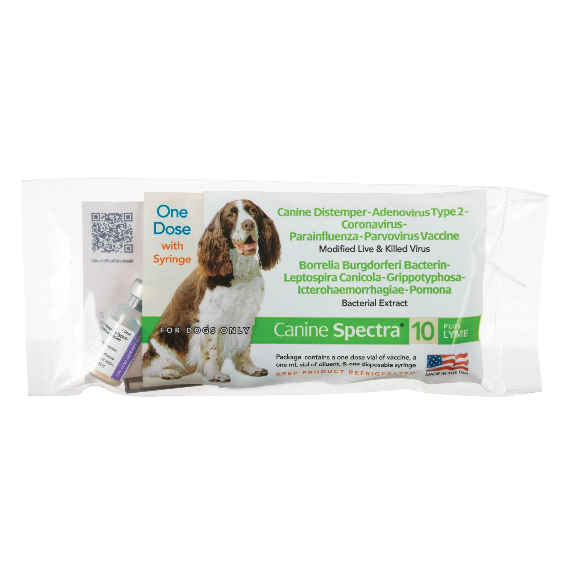 Canine Spectra® 10 Plus Lyme,"Vaccine package with vial and syringe"