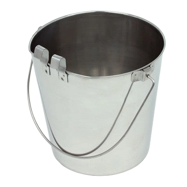Flat-Sided Pails,"Metal pail with flat side and wire handle"