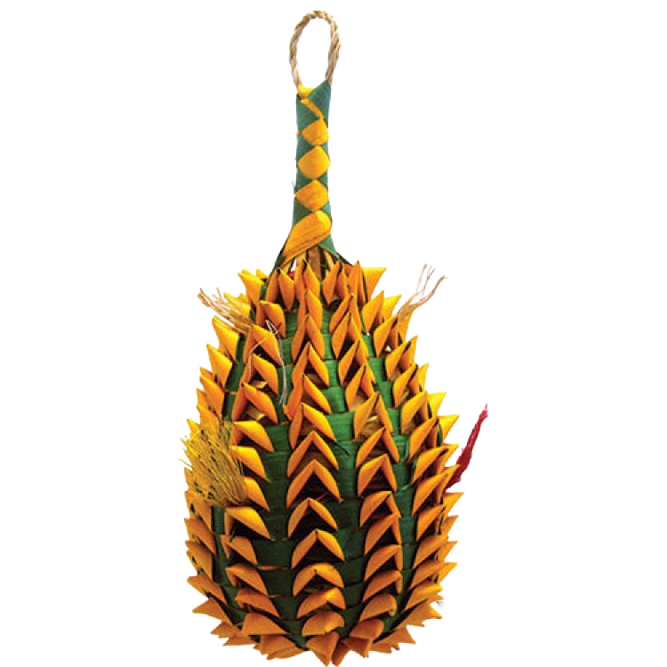 Pineapple Pinata Foraging Toy,"Woven hanging pineapple toy with loop and layered pockets"