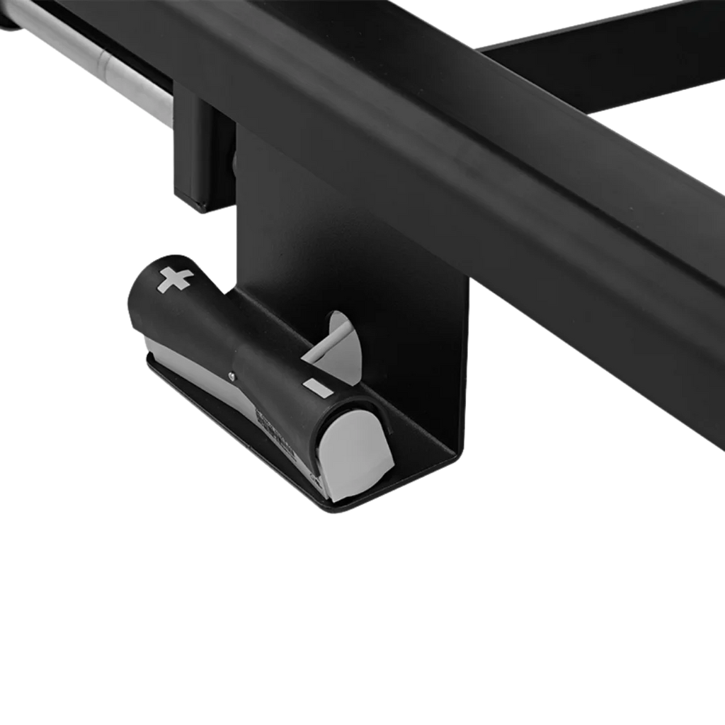 Dog Grooming Electric Tub with Sliding Door,"Close-up of foot pedal beneath black tub frame"