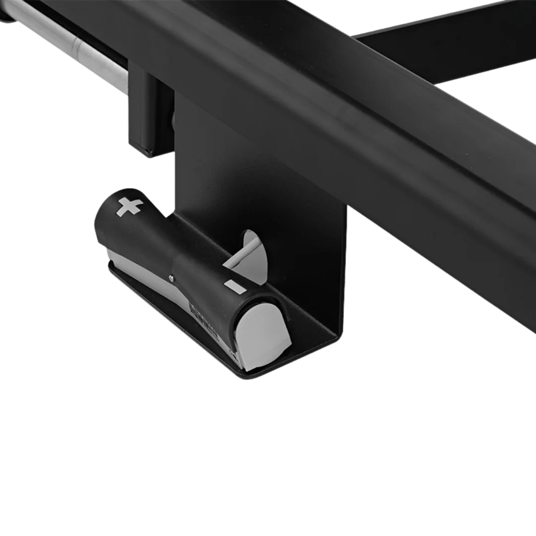 Dog Grooming Electric Tub with Sliding Door,"Close-up of foot pedal beneath black tub frame"