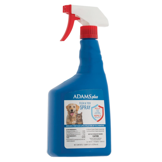 Adams™ Plus Flea & Tick Spray,"Blue spray bottle with red and white trigger nozzle"