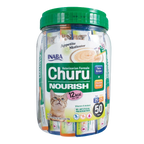 Inaba® Churu® Cat Treats,"Clear jar with green lid holding assorted treat tubes"
