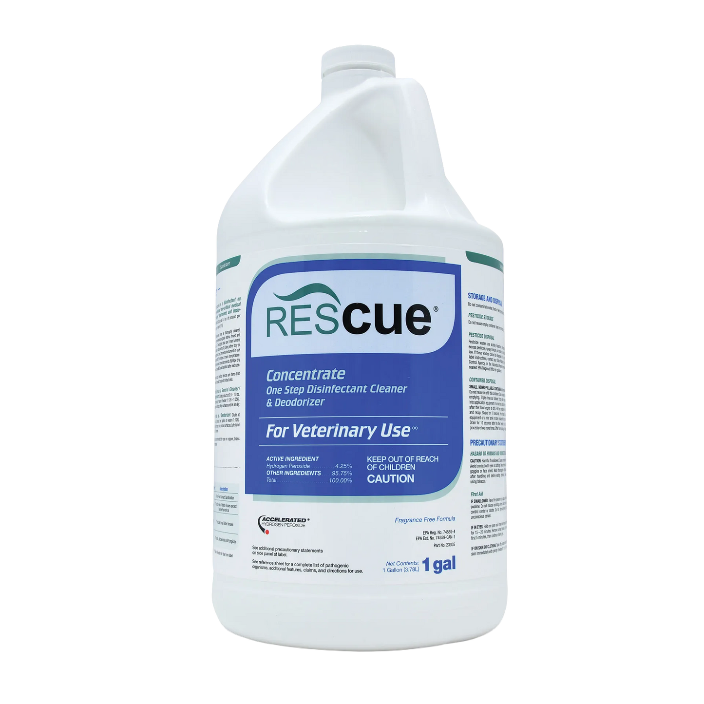 Rescue®  Disinfectant Cleaner,"White 1 gallon bottle with handle and blue front label"