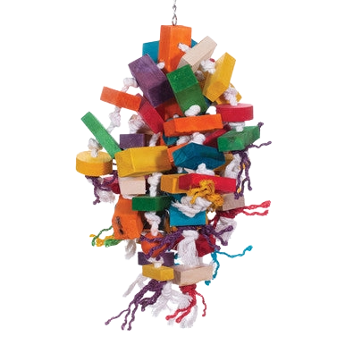 Cluster Blocks,"Colorful hanging chew toy with wood blocks and rope"