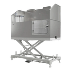 Dog Grooming Electric Tub with Lift-up Door by Waggz,"Stainless steel grooming tub on hydraulic lift base"