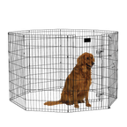 Midwest® Exercise Pen with Walk-Thru Door,"Black wire exercise pen with walk-thru door and dog inside"