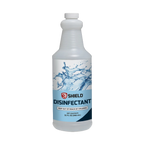 Disinfectant Spray by Shield,"White bottle with blue label and white screw cap"