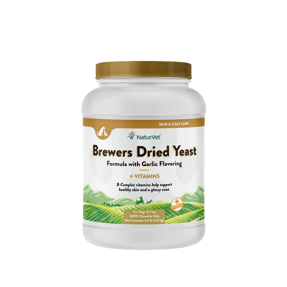 Brewers Dried Yeast Formula with Garlic Flavoring,"White supplement jar with gold cap and landscape label"
