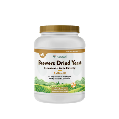 Brewers Dried Yeast Formula with Garlic Flavoring,"White supplement jar with gold cap and landscape label"