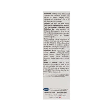 Vetericyn® Plus Animal Ophthalmic Gel,"Side view of product box with printed instructions"