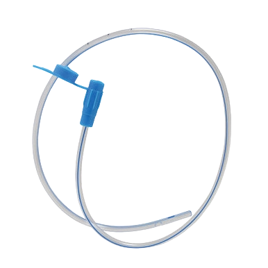 Nasogastric Tube,"Coiled clear tube with blue connector and tip"