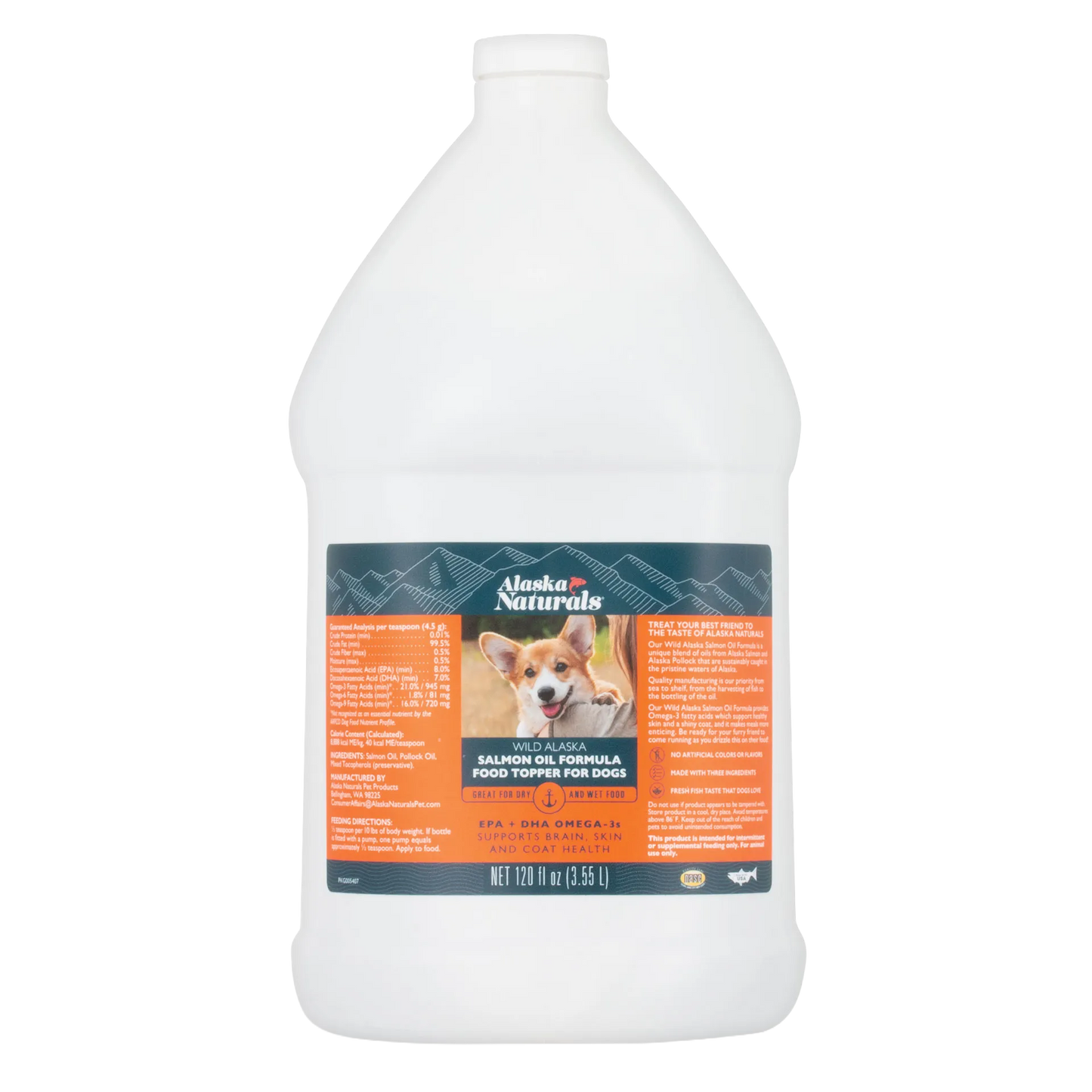 Alaska Naturals® Salmon Oil Formula,"Large white gallon bottle with front label"