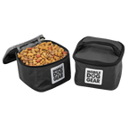 Replacement Insulated Dog Food Carriers,"Two black insulated carriers, one open and filled with kibble"