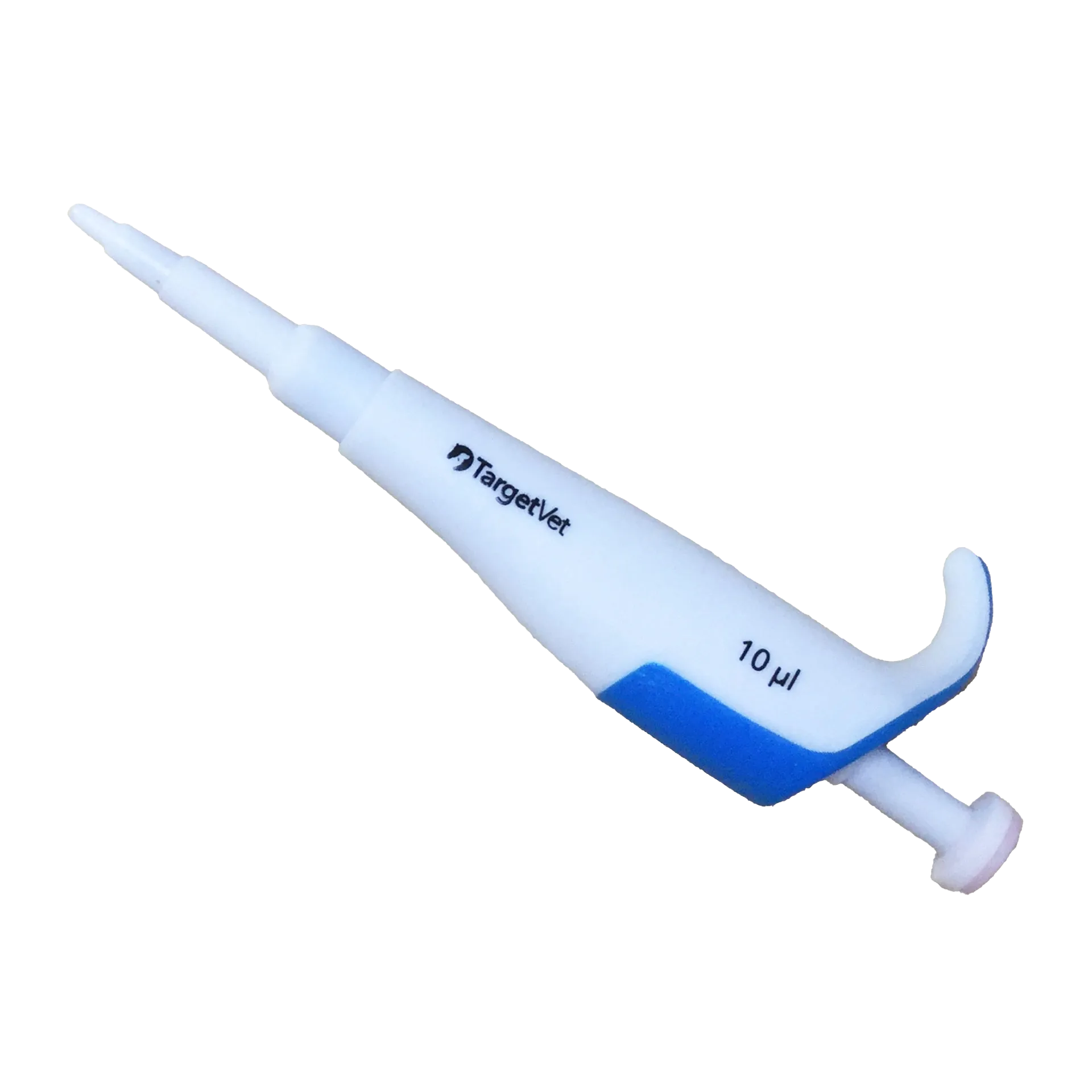10 ul pipetter for Immuno-Chek G - IgG Test Kit,"White pipetter with blue thumb grip and hooked handle"