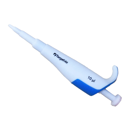 10 ul pipetter for Immuno-Chek G - IgG Test Kit,"White pipetter with blue thumb grip and hooked handle"