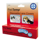 Pet Temp® Instant Ear Thermometer,"Box of disposable lens covers with blue round inserts"