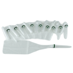 Canine Collection Cones with Vials,"Clear collection cones with attached vials and green caps"