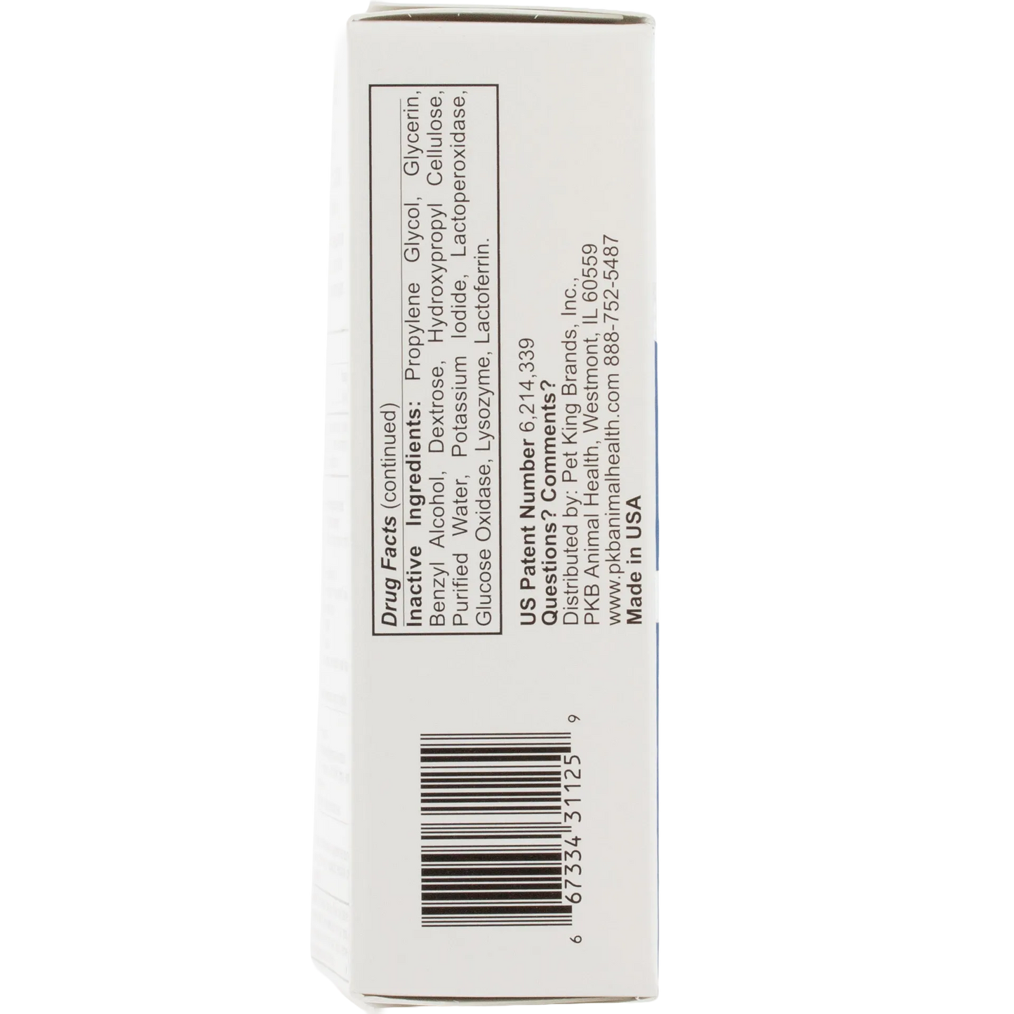 Zymox® Plus Otic-HC Enzymatic Solution,"Side view of product box with barcode and ingredient panel"