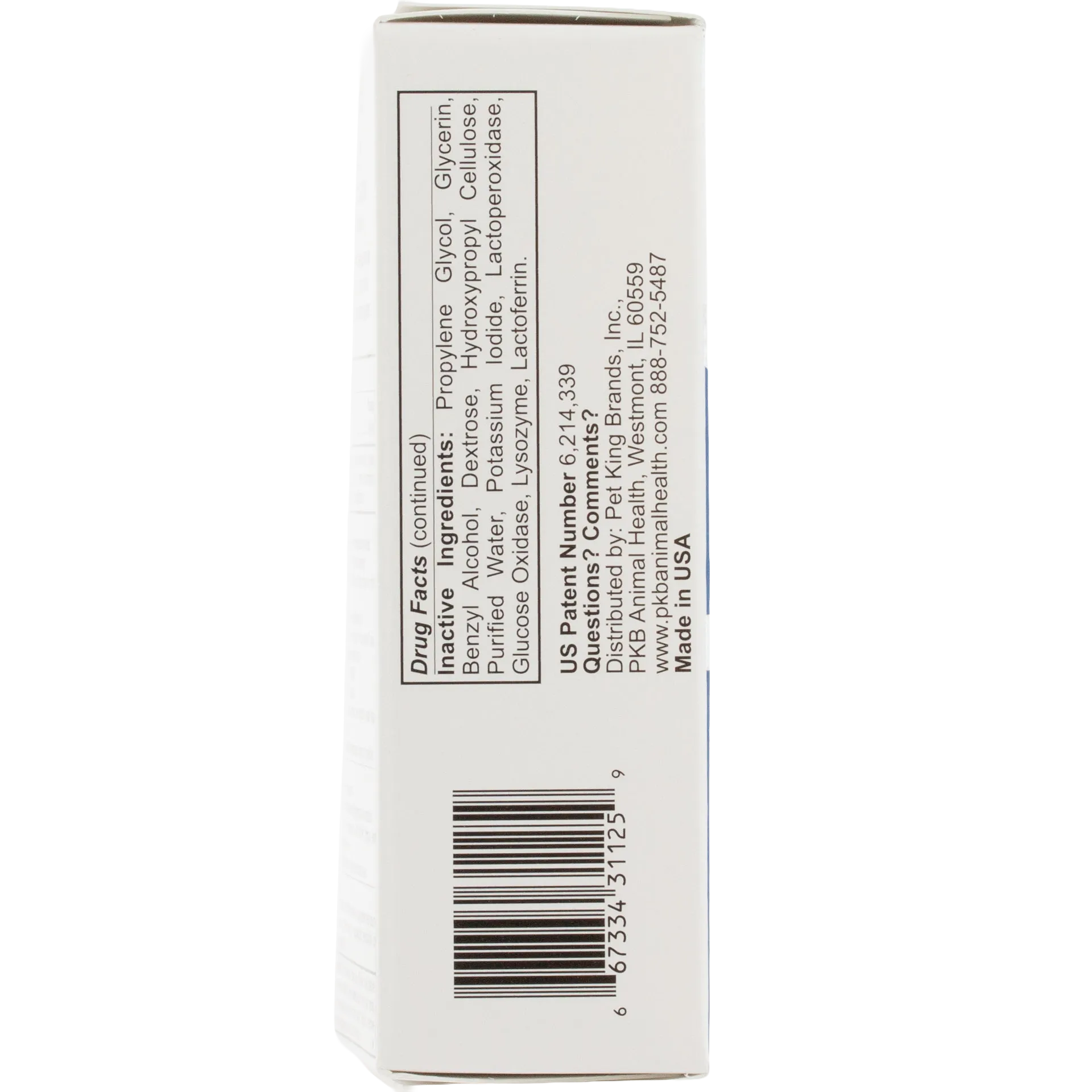 Zymox® Plus Otic-HC Enzymatic Solution,"Side view of product box with barcode and ingredient panel"