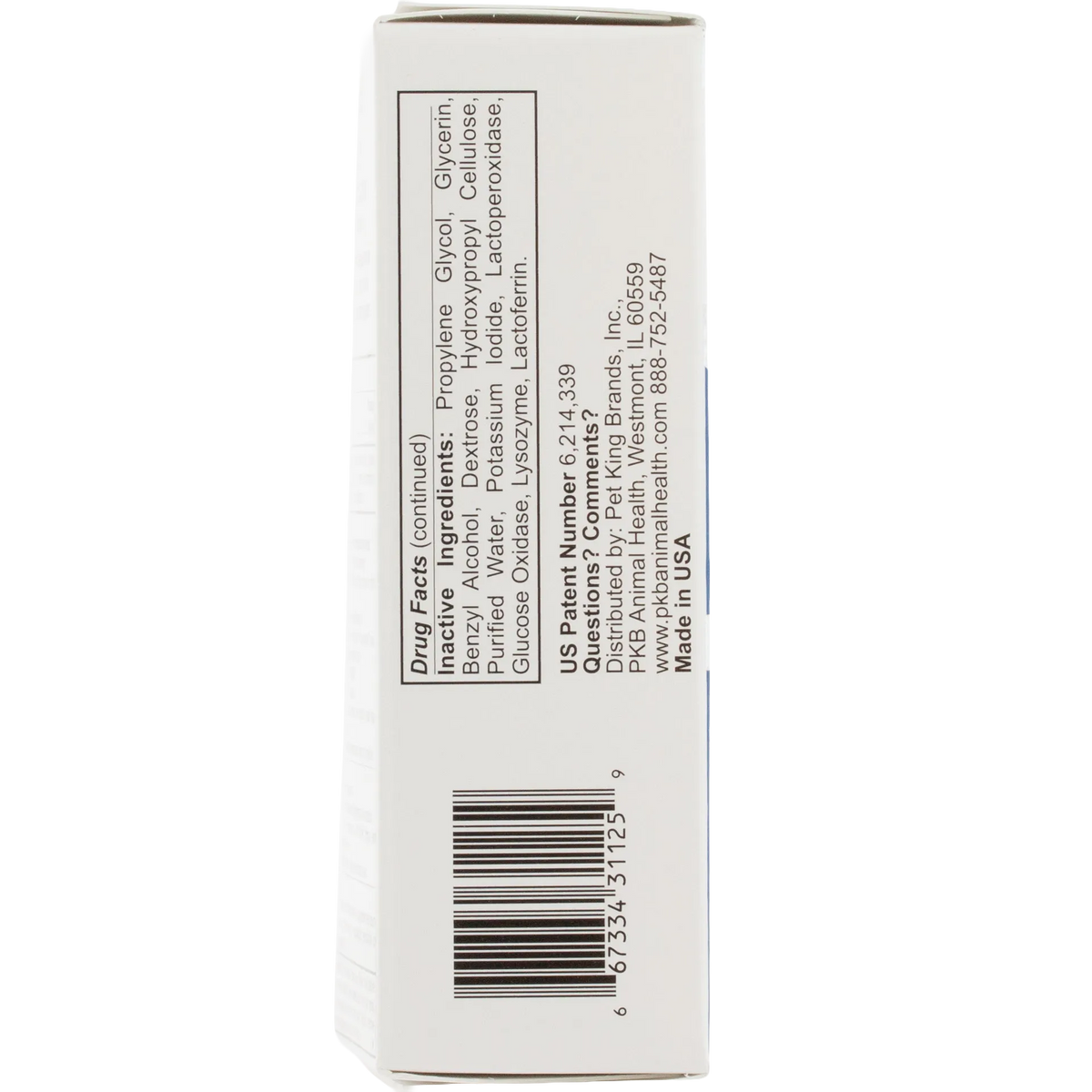 Zymox® Plus Otic-HC Enzymatic Solution,"Side view of product box with barcode and ingredient panel"