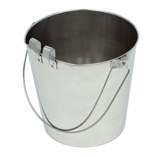 Flat-Sided Pails,"Metal pail with wire handle and flat side"
