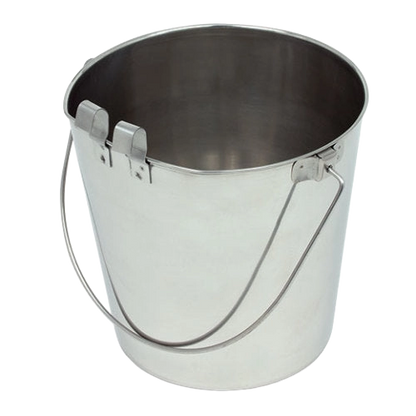 Flat-Sided Pails,"Metal pail with wire handle and flat side"