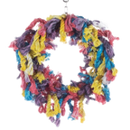 "Cotton Snuggle Ring 6""","Multicolor twisted rope ring with frayed tassels"